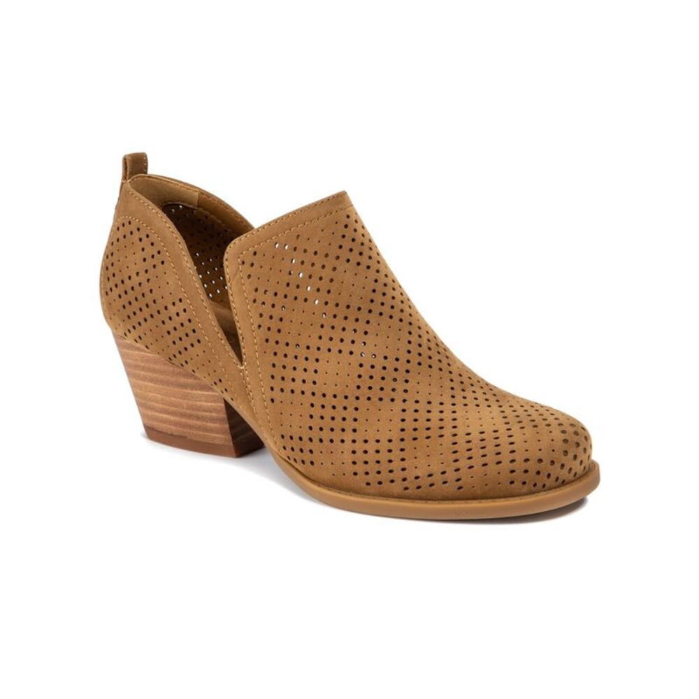 BARETRAPS Womens Beige Laser Cut Rizzo Toe Stacked Heel Slip On Booties 9.5 M